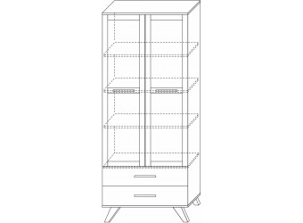 Шкаф-витрина 800 Вега Скандинавия (глянец, белый + дуб каньон)