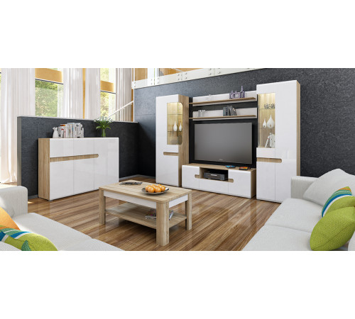 Модульная мебель для гостиной Леонардо белый полуглянец композиция 3