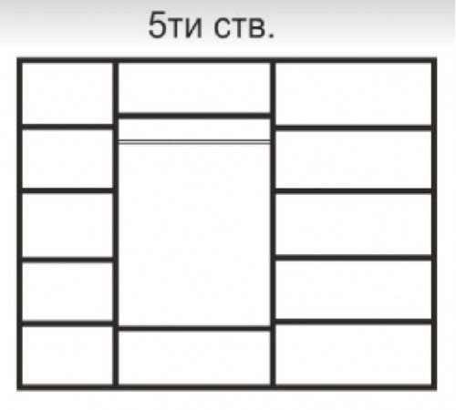 Пятистворчатый шкаф для одежды с зеркалом Rimini РМШ1/5 (латте)